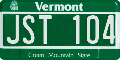 VT license plate JST104