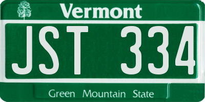 VT license plate JST334