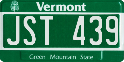 VT license plate JST439