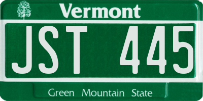 VT license plate JST445
