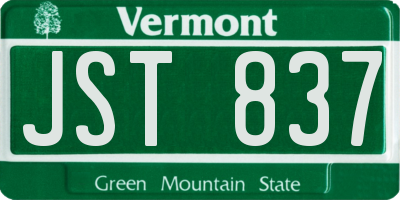 VT license plate JST837