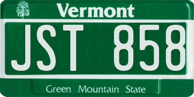 VT license plate JST858