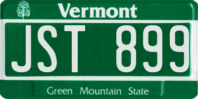VT license plate JST899