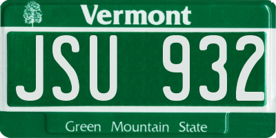VT license plate JSU932