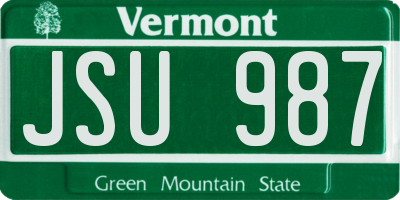 VT license plate JSU987