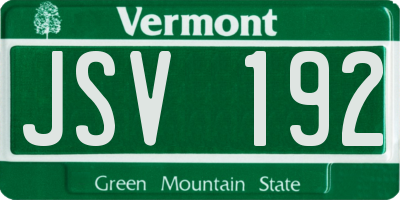 VT license plate JSV192
