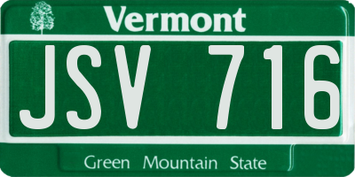 VT license plate JSV716