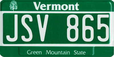 VT license plate JSV865