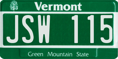 VT license plate JSW115