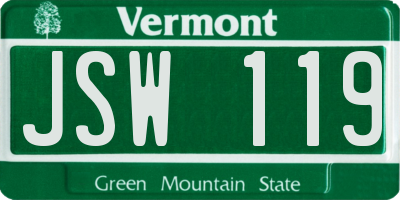 VT license plate JSW119