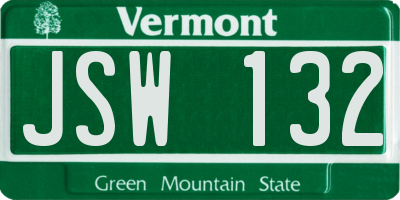 VT license plate JSW132