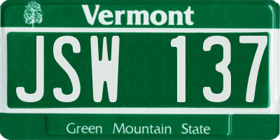 VT license plate JSW137