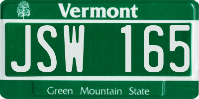 VT license plate JSW165