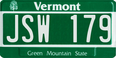 VT license plate JSW179