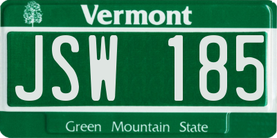 VT license plate JSW185