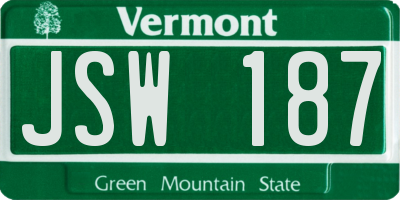 VT license plate JSW187