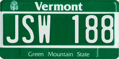 VT license plate JSW188