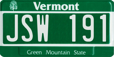 VT license plate JSW191
