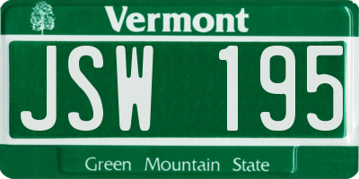 VT license plate JSW195