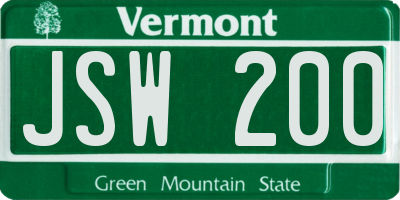 VT license plate JSW200