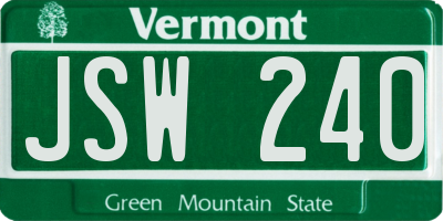 VT license plate JSW240