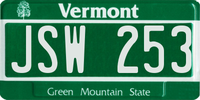 VT license plate JSW253