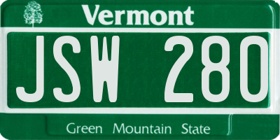 VT license plate JSW280