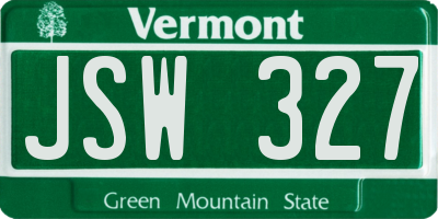 VT license plate JSW327