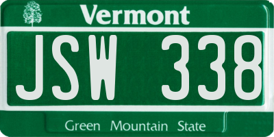 VT license plate JSW338