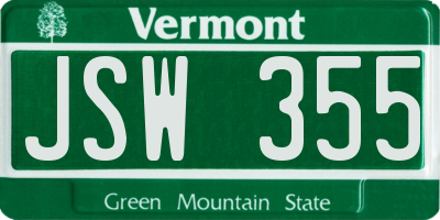 VT license plate JSW355