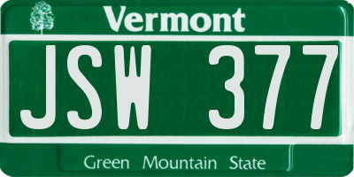 VT license plate JSW377