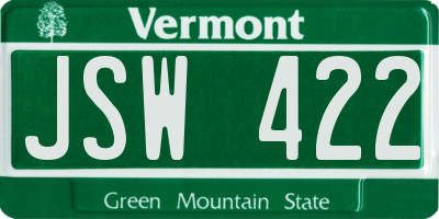 VT license plate JSW422