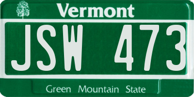VT license plate JSW473
