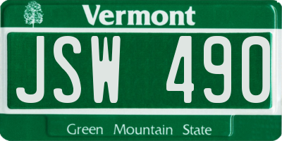 VT license plate JSW490