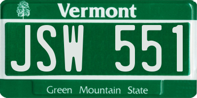 VT license plate JSW551