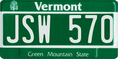 VT license plate JSW570