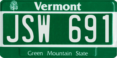 VT license plate JSW691