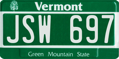 VT license plate JSW697