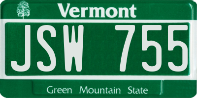 VT license plate JSW755