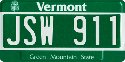 VT license plate JSW911