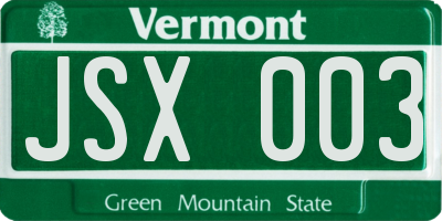 VT license plate JSX003