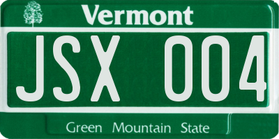 VT license plate JSX004