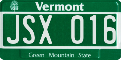 VT license plate JSX016