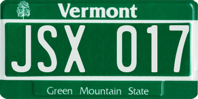 VT license plate JSX017