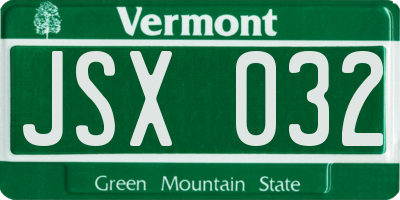 VT license plate JSX032