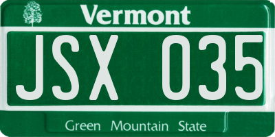 VT license plate JSX035