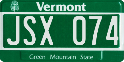 VT license plate JSX074