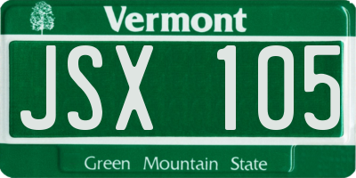 VT license plate JSX105