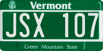 VT license plate JSX107