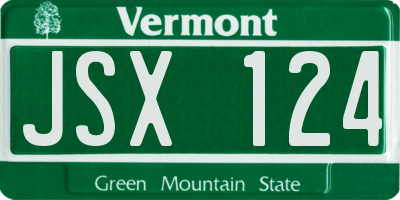 VT license plate JSX124